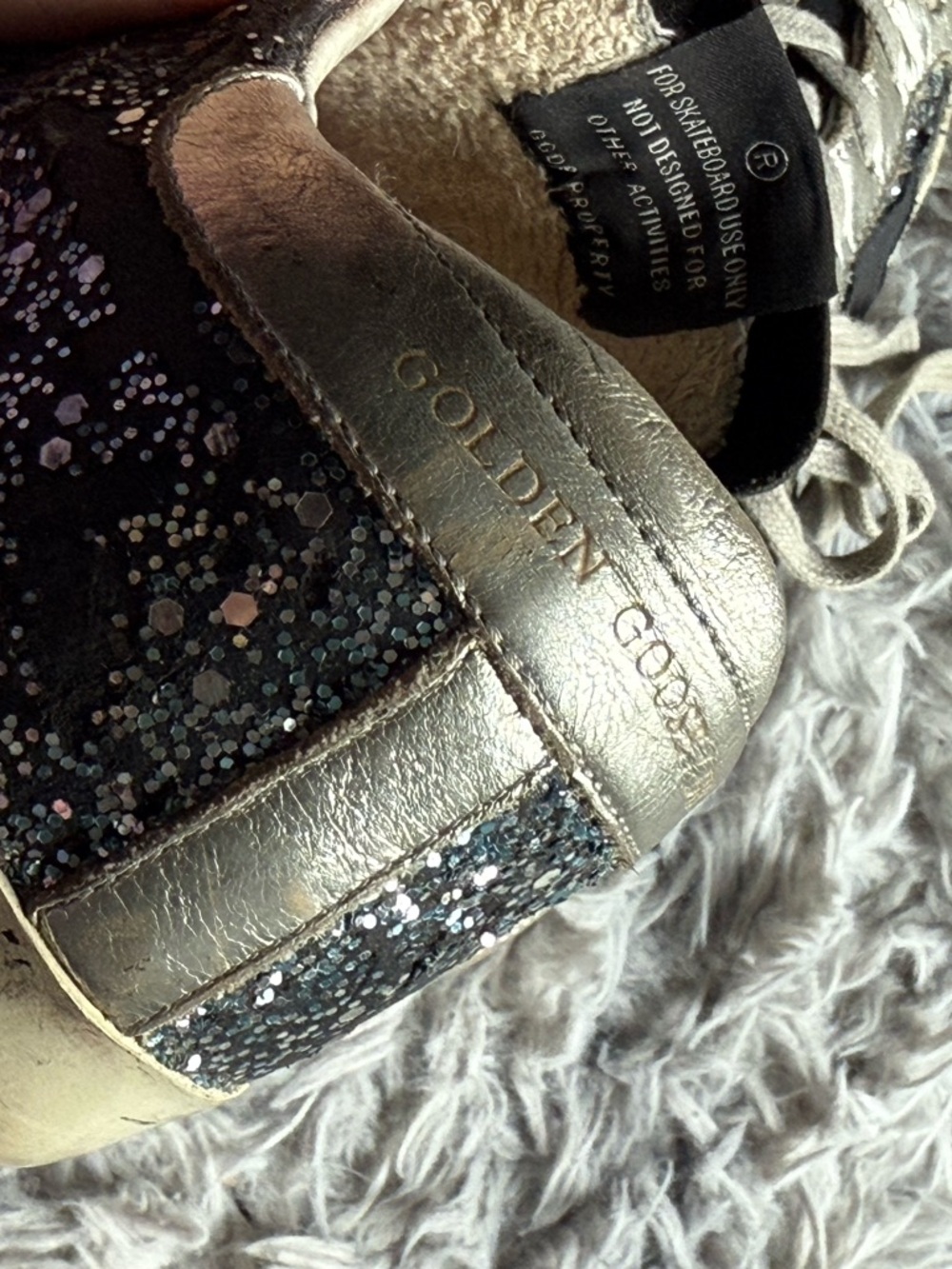 Golden Goose Navy and Silver Glitter Sneakers - Picture 8 of 11
